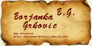 Borjanka Grković vizit kartica